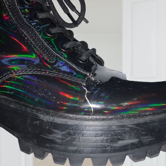 Guess Iridescent Platform Zip Up Boots Size 7M - Picture 3 of 11